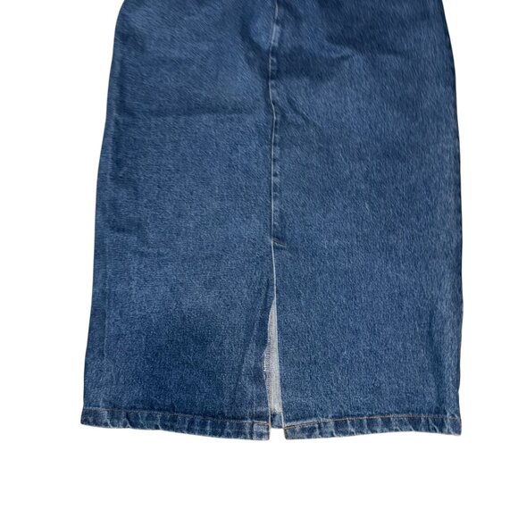 Vintage Bedford Fair Womens Long Denim Skirt 8A Modest Slit Western Blue - Picture 6 of 7